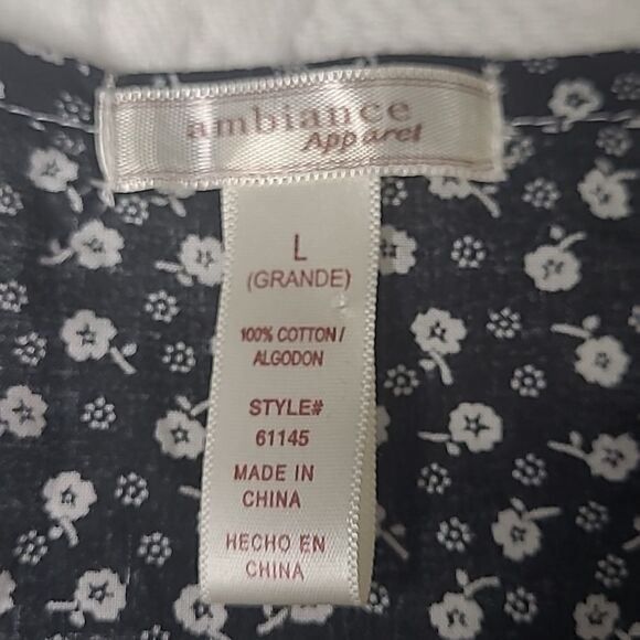 ambiance Apparels sz L dropwaist blouse button front waist ties - Picture 8 of 8
